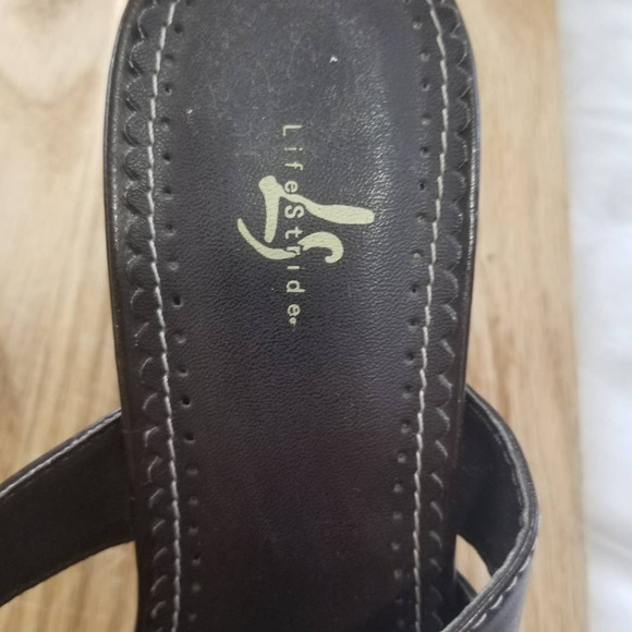 Lifestride Brown Mystery Strappy Wedge Sandals Sz 7 - Picture 4 of 9